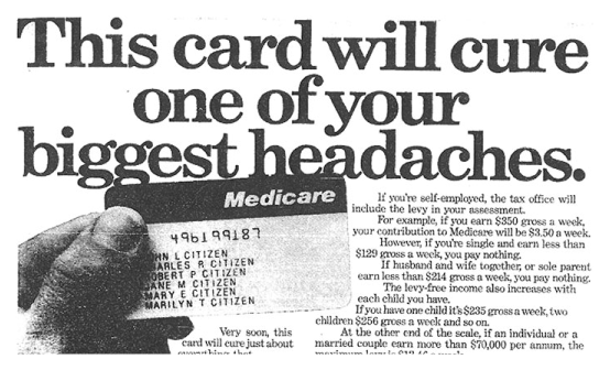 Newspaper cutting of an original Medicare card