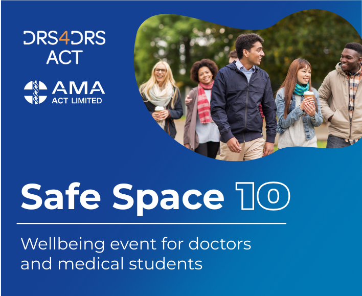 Safe Space 10 Event banner with image of friends walking in park