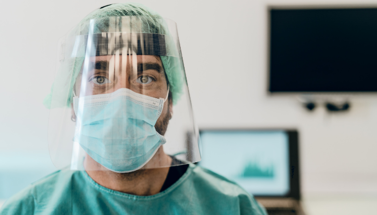 Doctor wearing protective gear against coronavirus