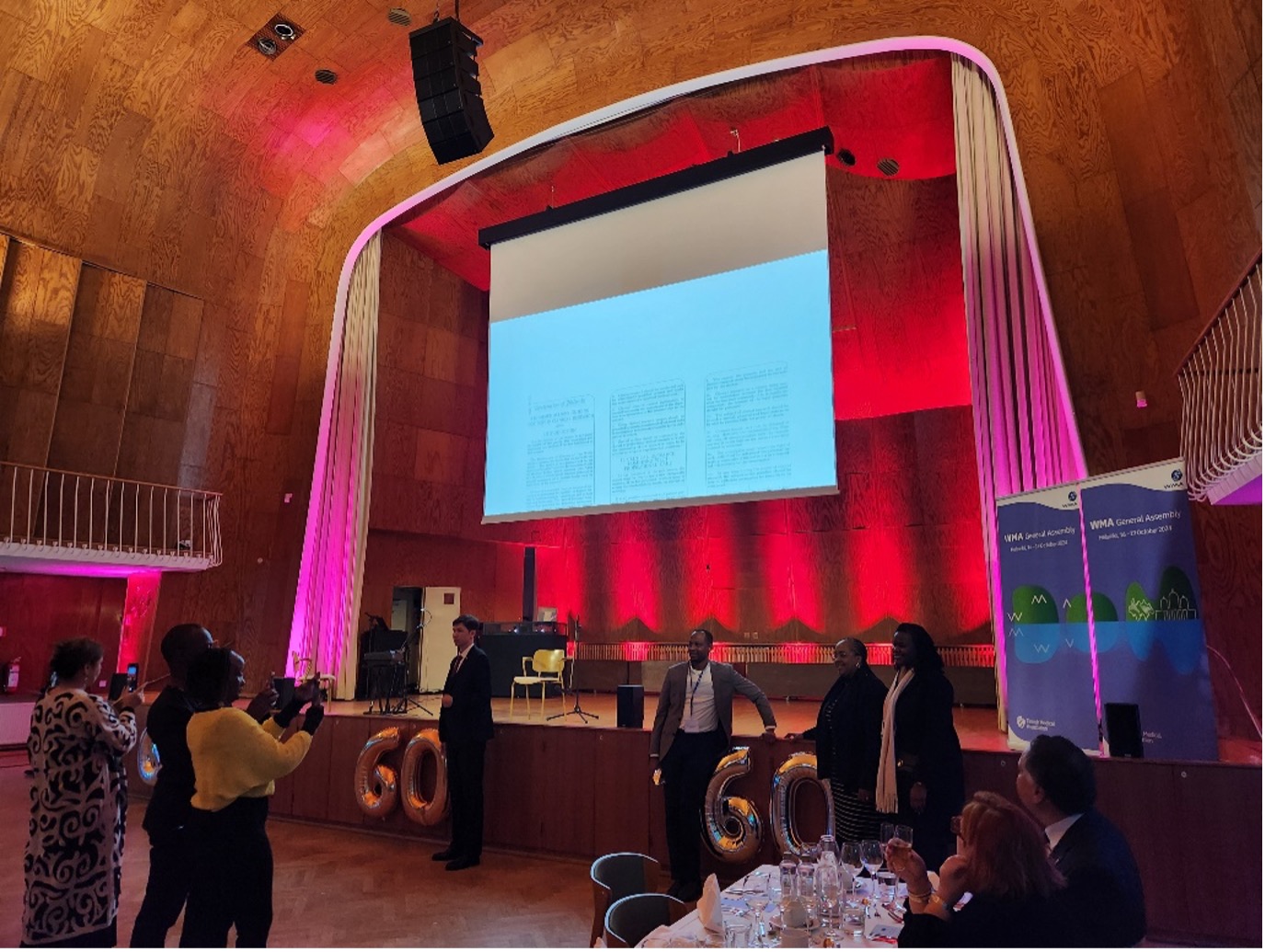 World Medical Association delegates celebrate the release of the revised Declaration of Helsinki in the same room where the first Declaration was first written 60 years ago.