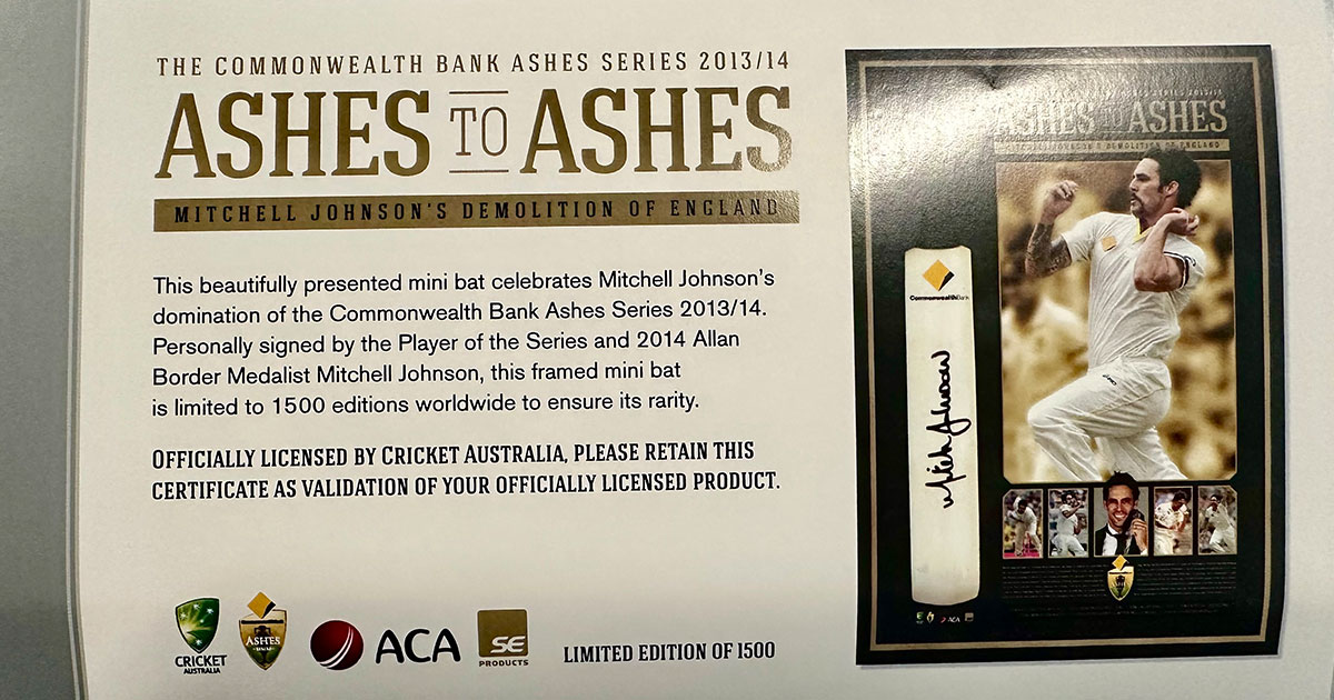 Mitchell Johnston Signed Cricket Bat 