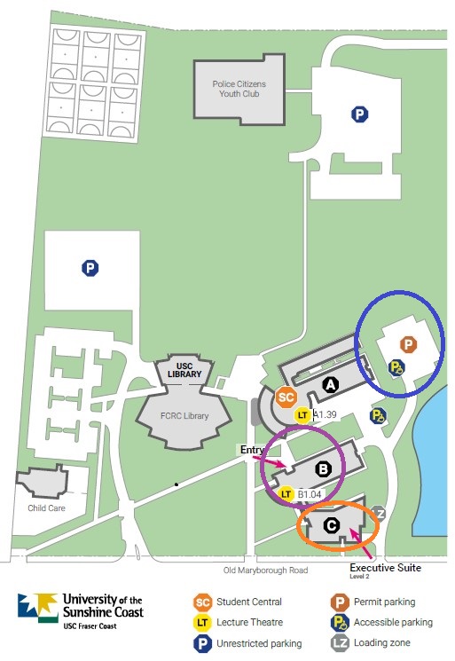 Map of UniSC Fraser Coast campus