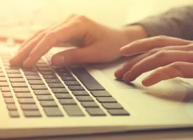 person using laptop