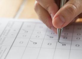 person filling out survey