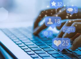 laptop social media symbols 