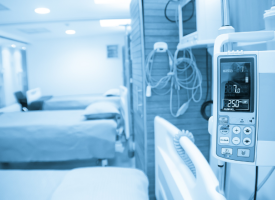 Blurred image of hospital beds