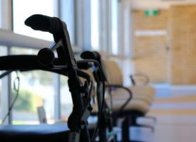 Close up of wheelchair equipment 