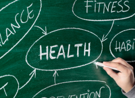 Chalkboard with healthy words