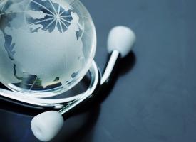 stethoscope with world globe