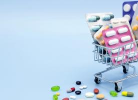 medicines in little shopping trolley