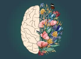 brain and flowers