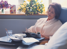 Woman in hospital chair