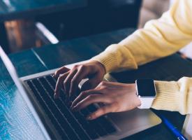 person using laptop