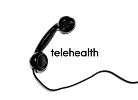 Picture of phone and word telehealth