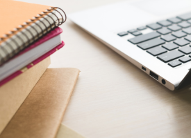 Laptop and books