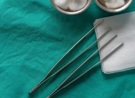 tweezers, gauze and cotton buds