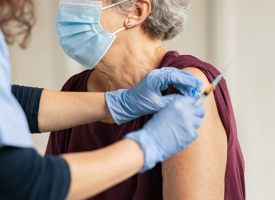 Person receiving vaccine