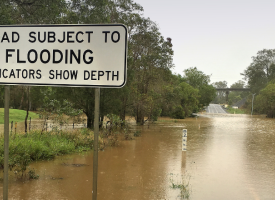 generic flooded area with flood signage 