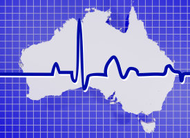 Map of australia with heartbeat crossing it