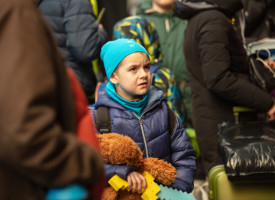 A young boy, Ukrainian refugee 