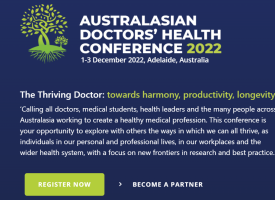 Logo and text about the Australasian Doctors' Health Conference