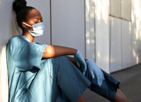 Image of doctor destressing