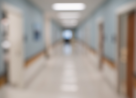 Blurred hospital corridor