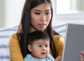 Family using telehealth