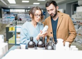 couple in pharmacy 