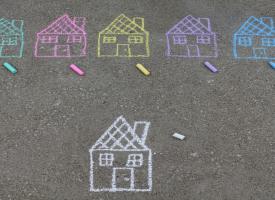 Chalk drawings of houses