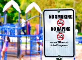 Image of no smoking no vaping sign at playground