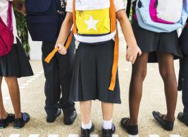 Young children heading to school