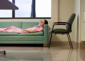 Hospital worker resting