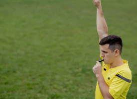 Referee on soccer field