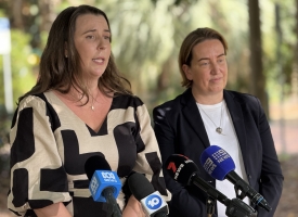 AMA President Dr Danielle McMullen and AMA NSW President Dr Kathryn Austin addressing the media at a press conference