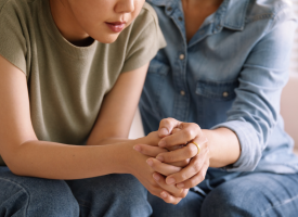 Person being provided mental health support