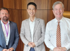 Dr Brett Dale, Dr Nick Yim and Health Minister Tim Nicholls standing together following a meeting on Queensland Health workforce issues.