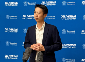 AMA Queensland President Dr Nick Yim speaking to media at the 2025 Queensland Budget
