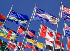 International flags flying