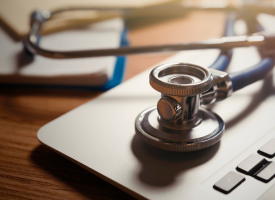 Stethoscope and laptop