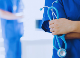 health workers in scrubs