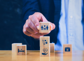 Private health insurance concept blocks