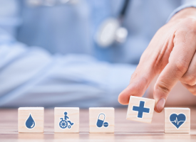 building blocks with health symbols on them