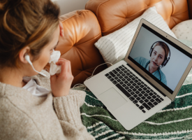 picture of patient talking to Dr online 