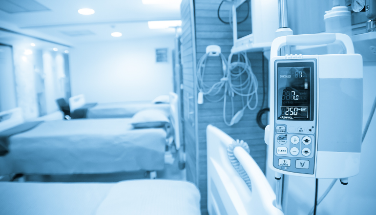 Blurred image of hospital beds