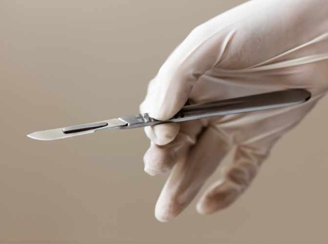 close up of surgeon's scalpel