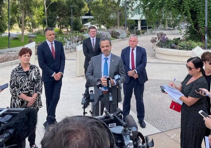 AMA President Dr Omar Khorshid in Adelaide talking to media