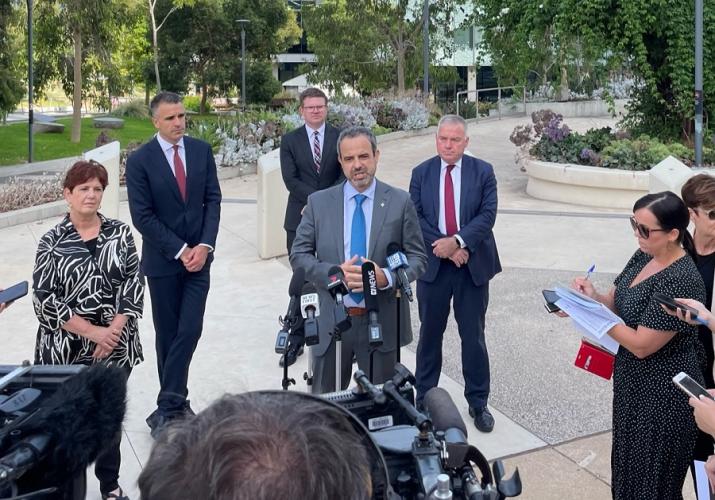 AMA President Dr Omar Khorshid in Adelaide talking to media 