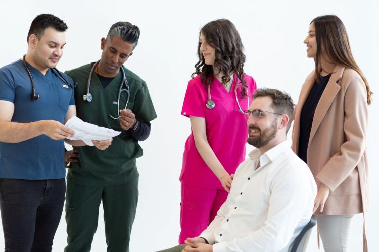 Doctors in training chatting