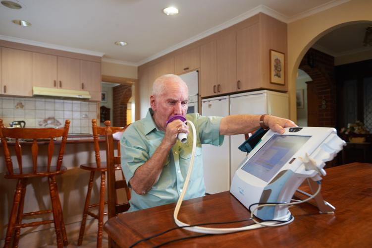 patient connecting to GP with equipment